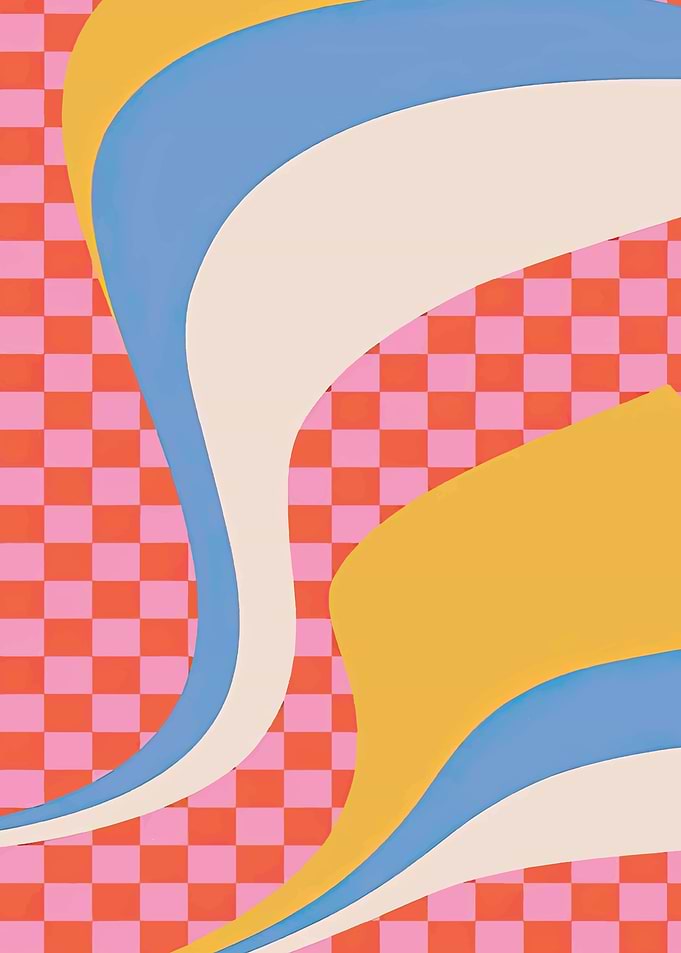 Retro Wavy Checkered Pattern Art