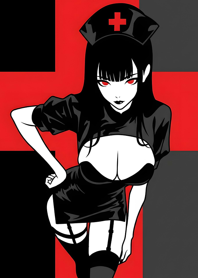 Gothic Anime Nurse Illustration