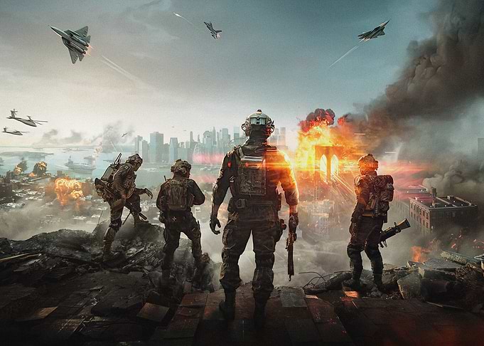 Battlefield 6 Soldiers Overlooking War Zone