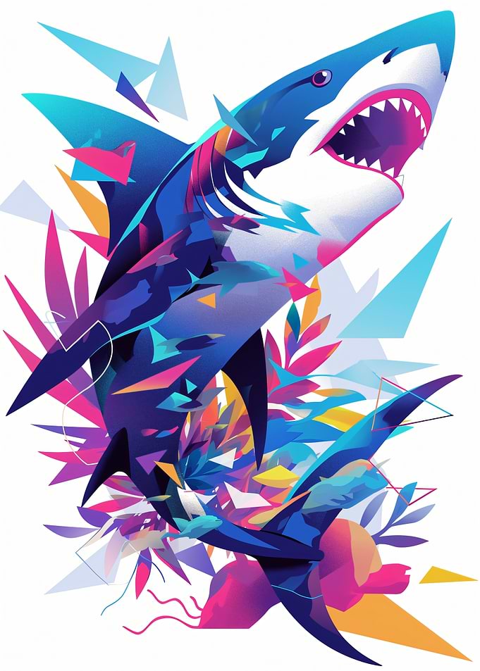 Abstract Geometric Shark Illustration