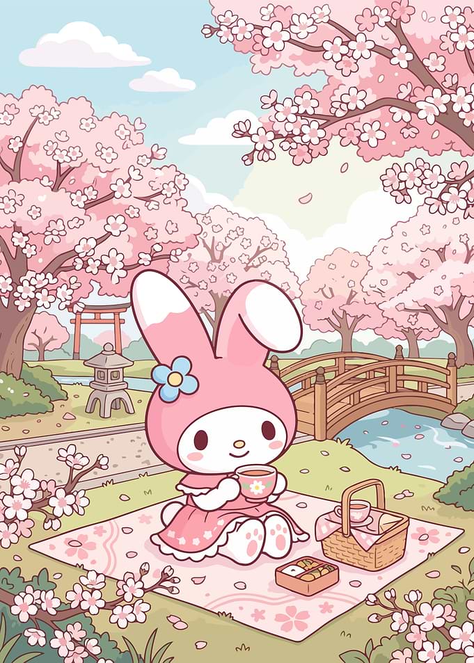 My Melody Spring Picnic Illustration