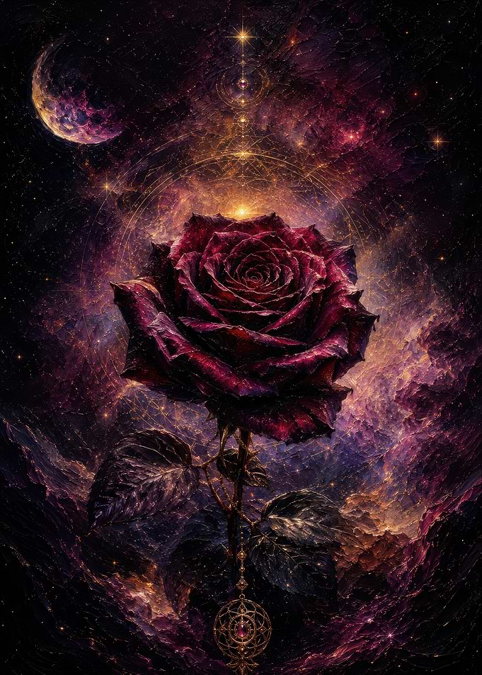 Cosmic Dark Rose in Nebula