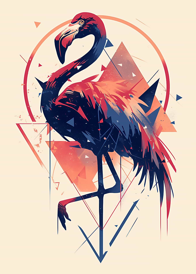 Geometric Flamingo Abstract Art