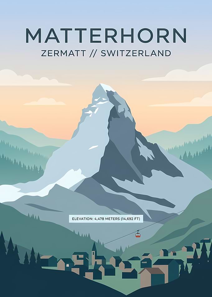 Matterhorn Zermatt Switzerland Travel Poster