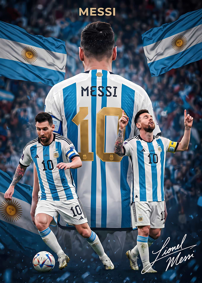Lionel Messi Argentina Football Poster