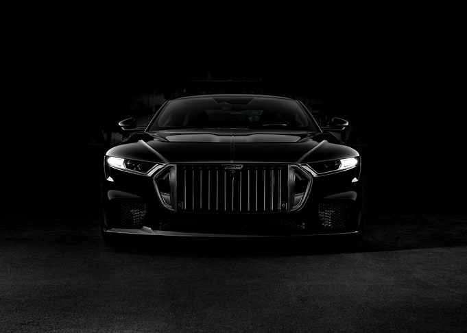 Black Luxury Sedan Front View