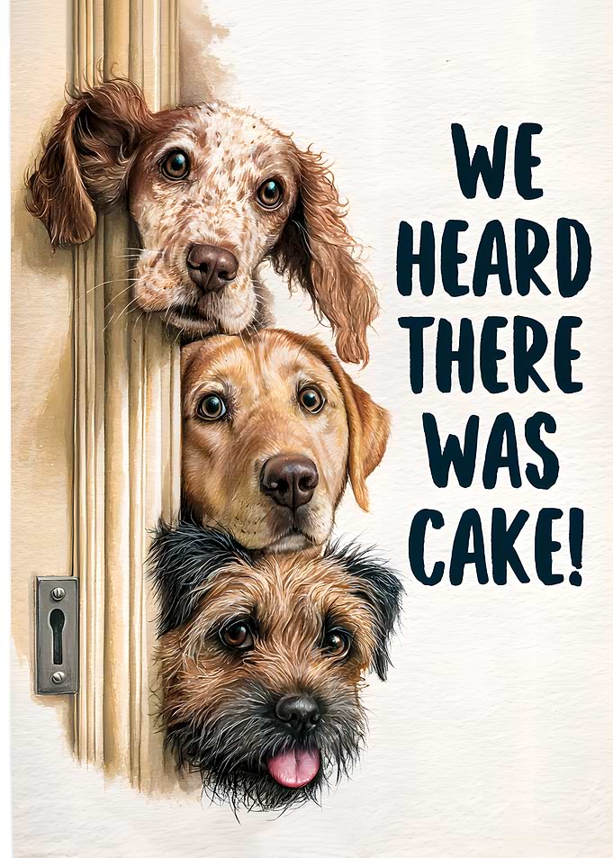 Three Dogs Peeking for Cake
