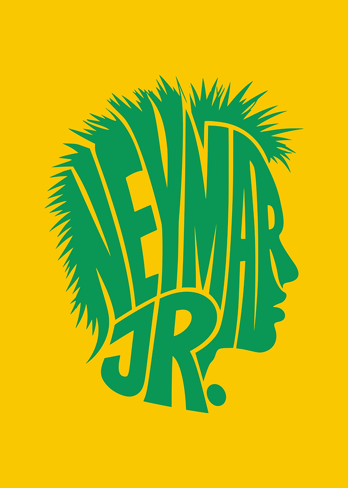Neymar Jr Typography Portrait Silhouette