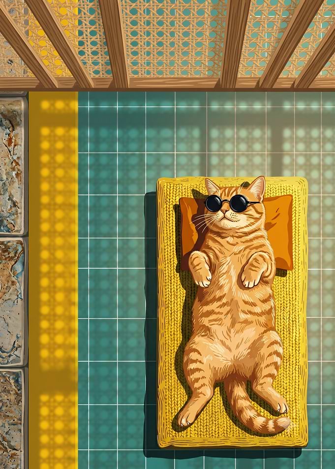 Cool Ginger Cat Sunbathing