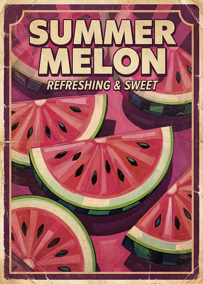 Vintage Summer Melon Poster