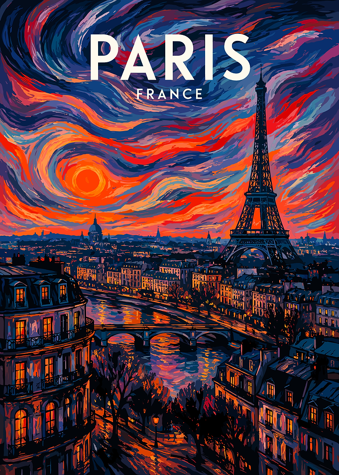 Paris France Van Gogh Sunset Poster
