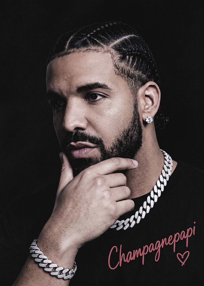 Drake Portrait with Diamond Jewelry