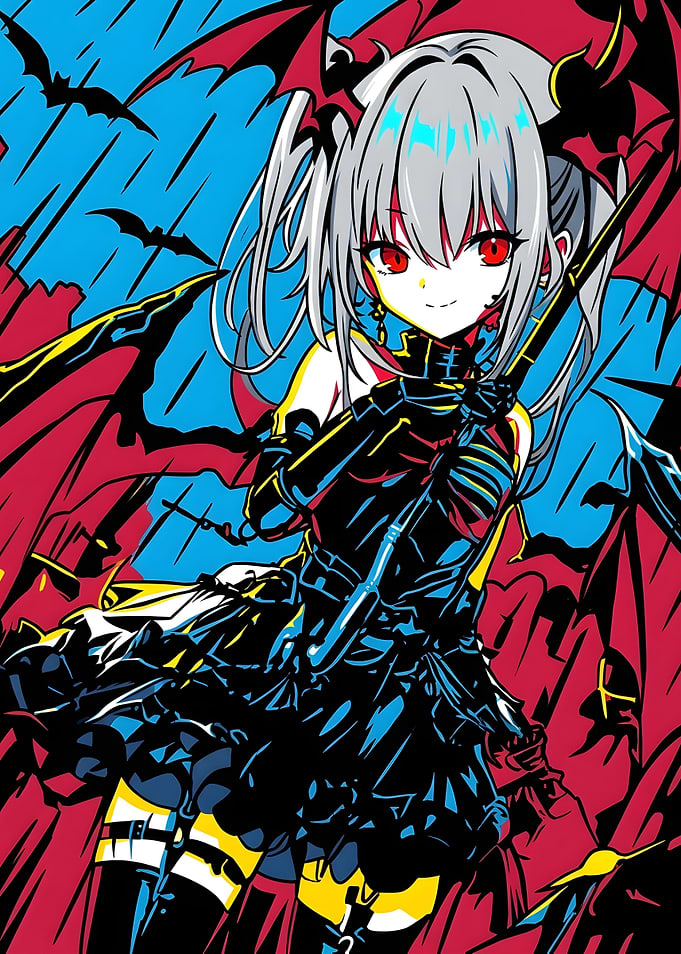 Anime Vampire Girl with Red Eyes