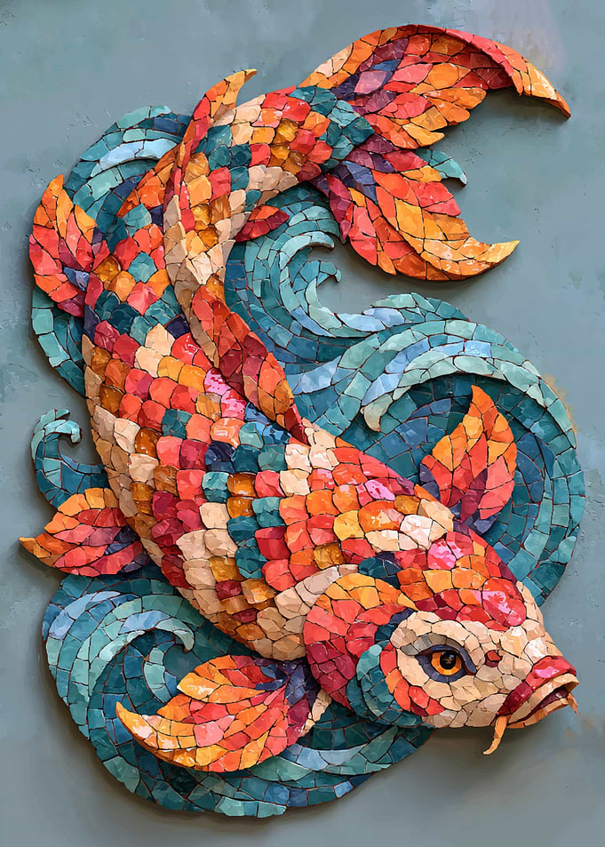 Mosaic Koi Fish Art