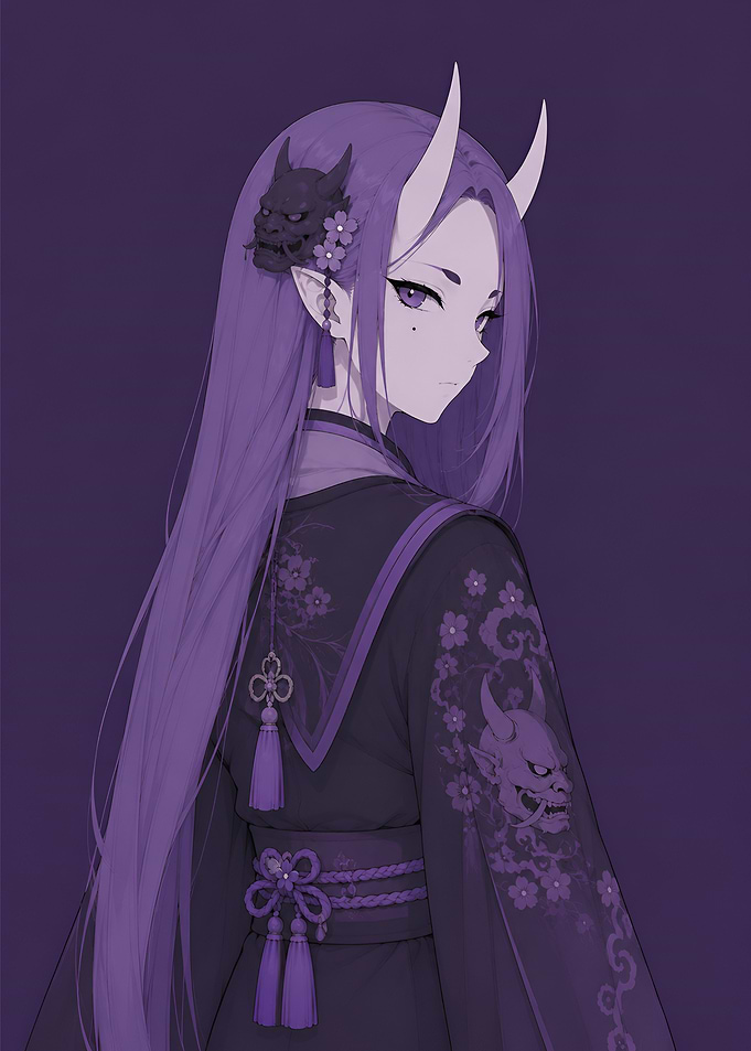 Oni Anime Girl Illustration