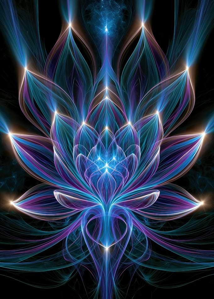 Luminous Fractal Lotus Flower