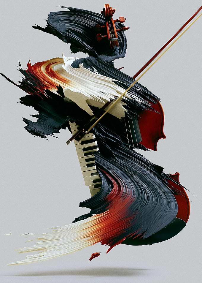 Abstract Musical Instrument Fusion Art