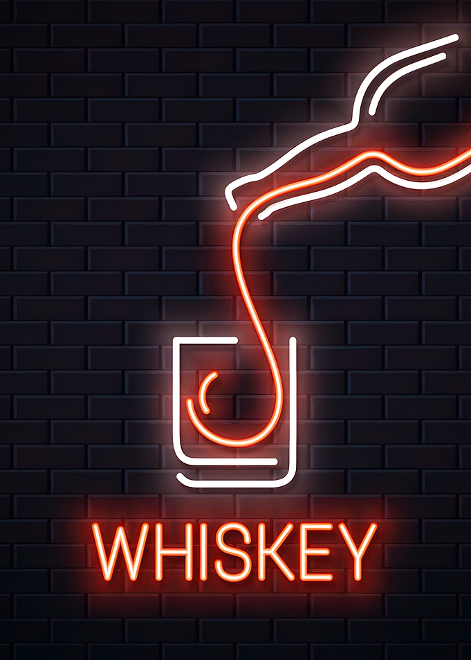 Whiskey Neon Sign Wall Art