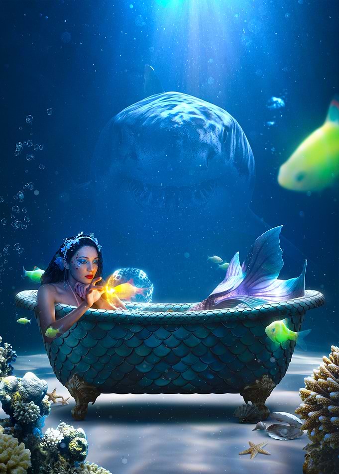 Mermaid in a Bathtub Underwater