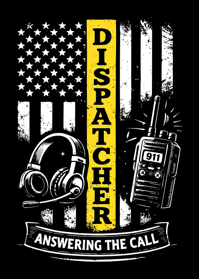 911 Dispatcher Thin Gold Line Graphic