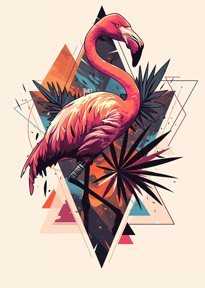 Geometric Flamingo Tropical Art