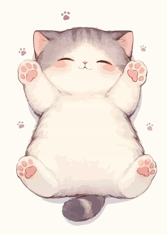 Cute Sleeping Kitten Illustration