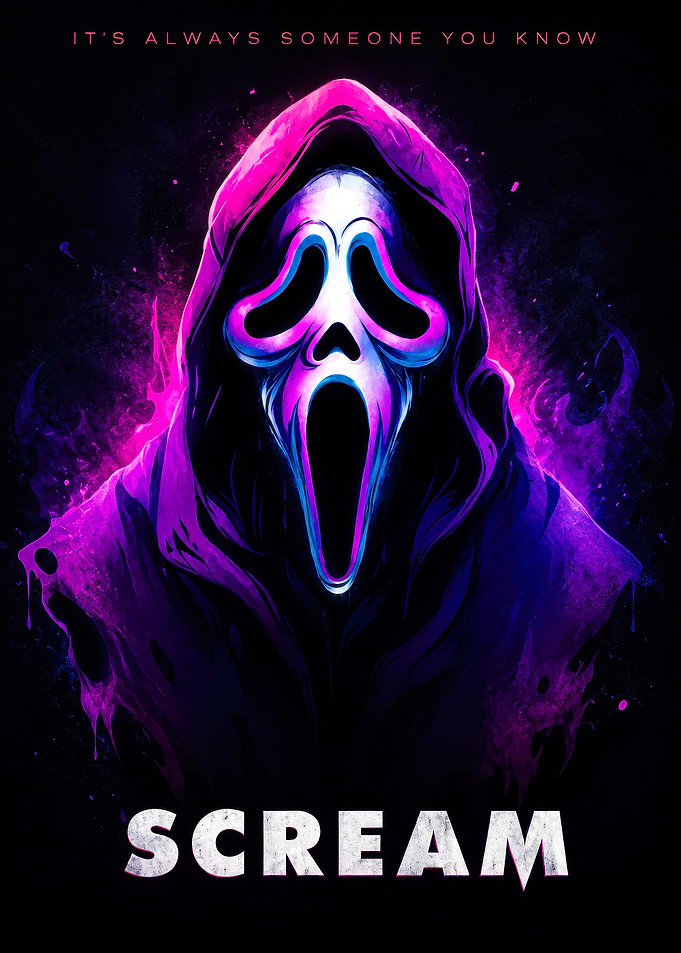 Neon Scream Ghostface Poster