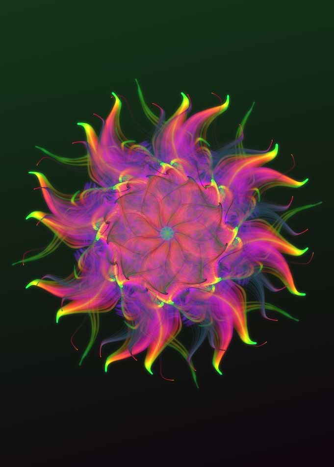 Vibrant Neon Fractal Flower Design