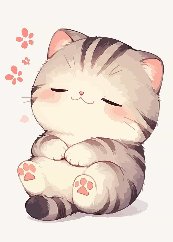 Cute Chibi Tabby Kitten Illustration