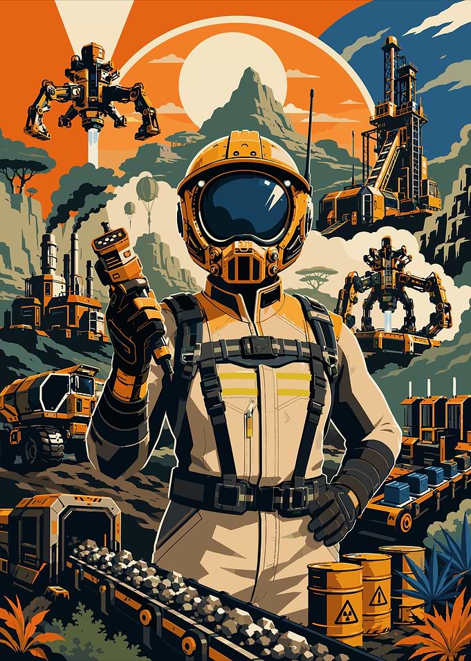 Futuristic Industrial Space Colonist Poster