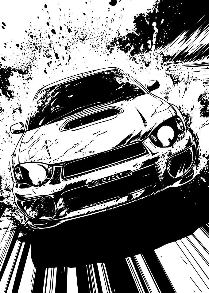 Subaru Impreza Rally Car Illustration