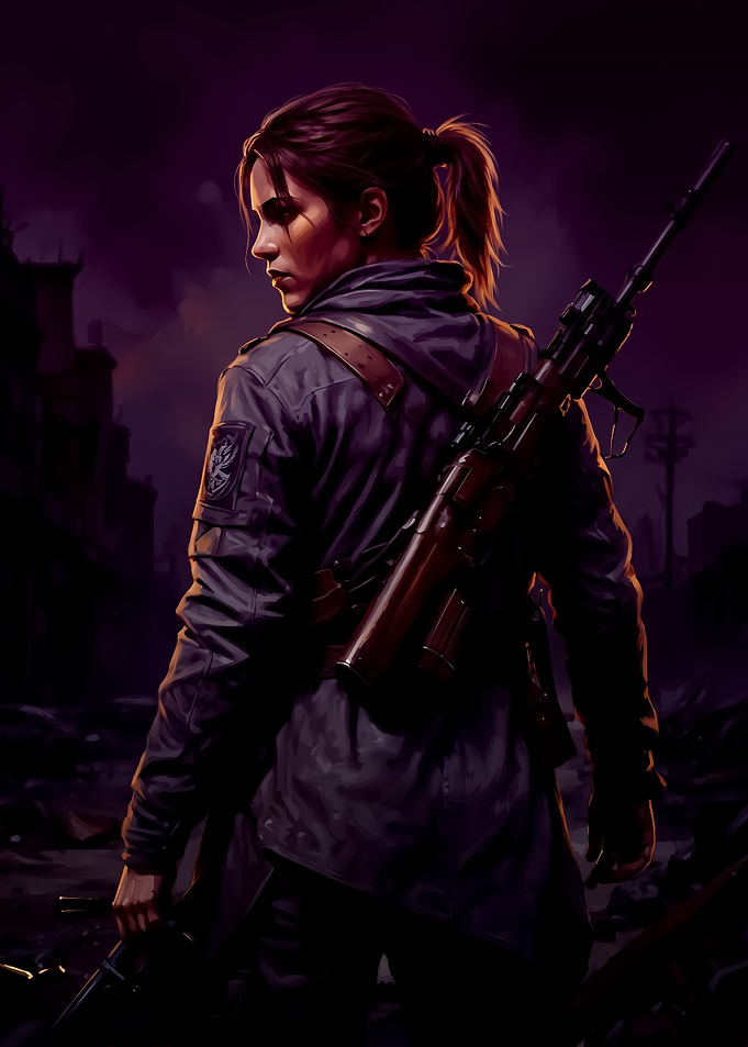 Female Soldier in Post-Apocalyptic Setting