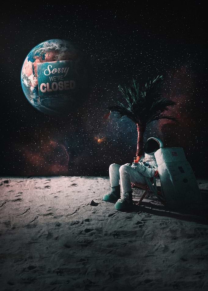 Astronaut Relaxing on the Moon