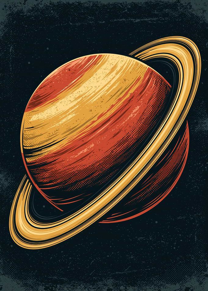 Retro Saturn Planet Vintage Space Poster