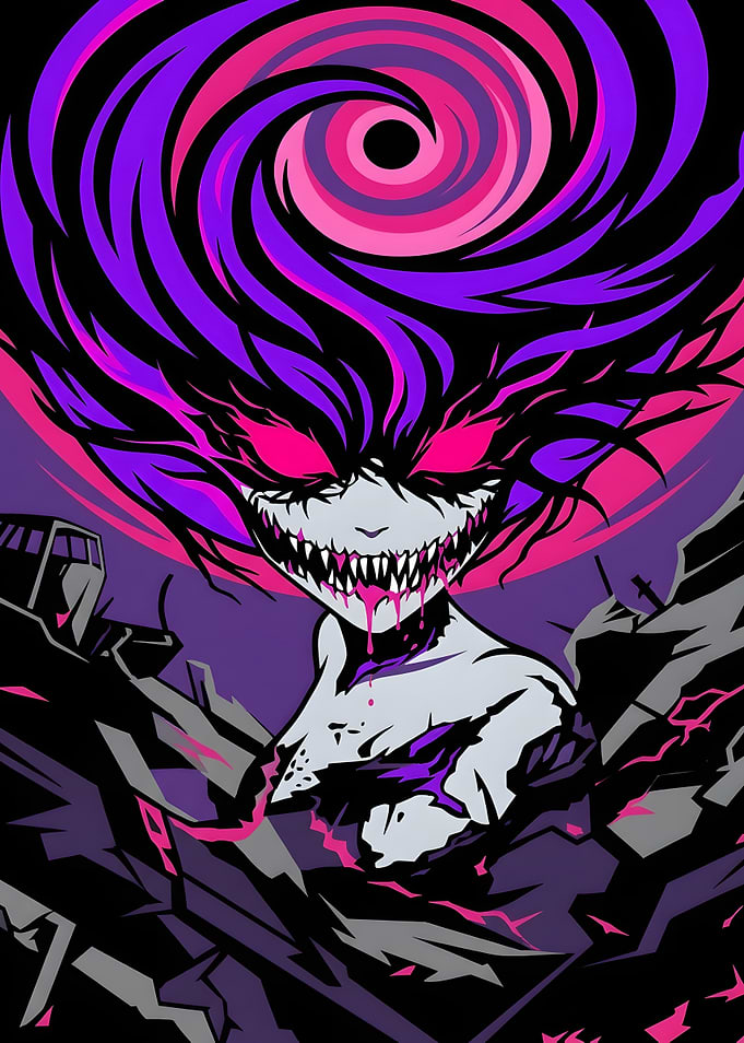 Sinister Anime Demon Girl Illustration