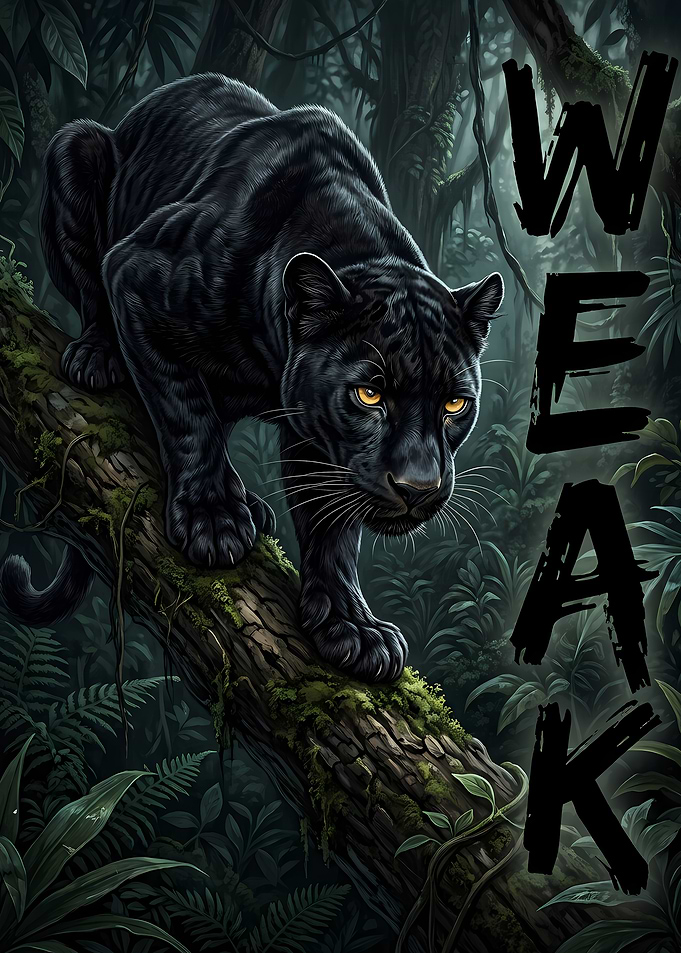 Black Panther in Jungle with Text