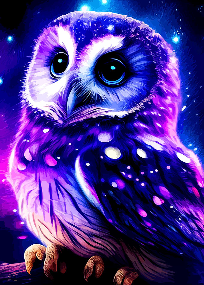 Cosmic Galaxy Owl Portrait