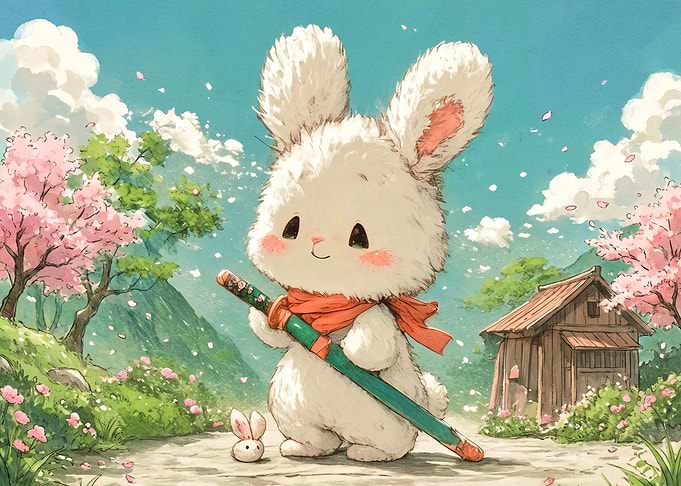 Cute Samurai Bunny with Katana
