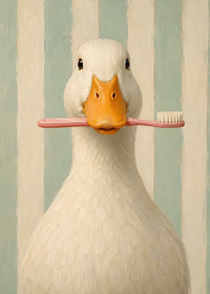Funny Goose Bathroom Duck With Toothbrush