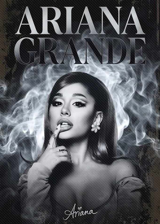 Ariana Grande Black and White Poster