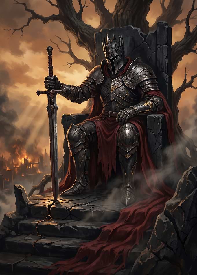 Dark Knight Sitting on Throne