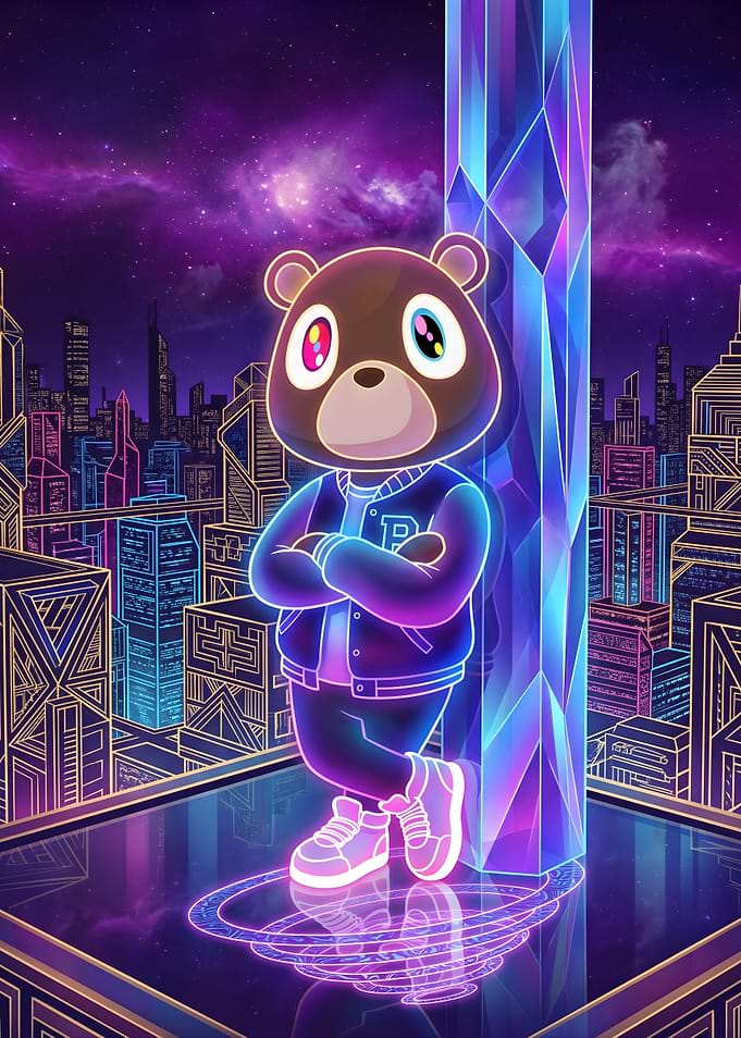 Kanye West Graduation Bear Neon Art