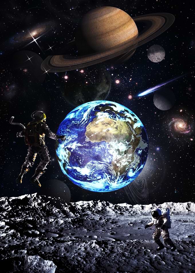 Astronauts Exploring the Lunar Surface