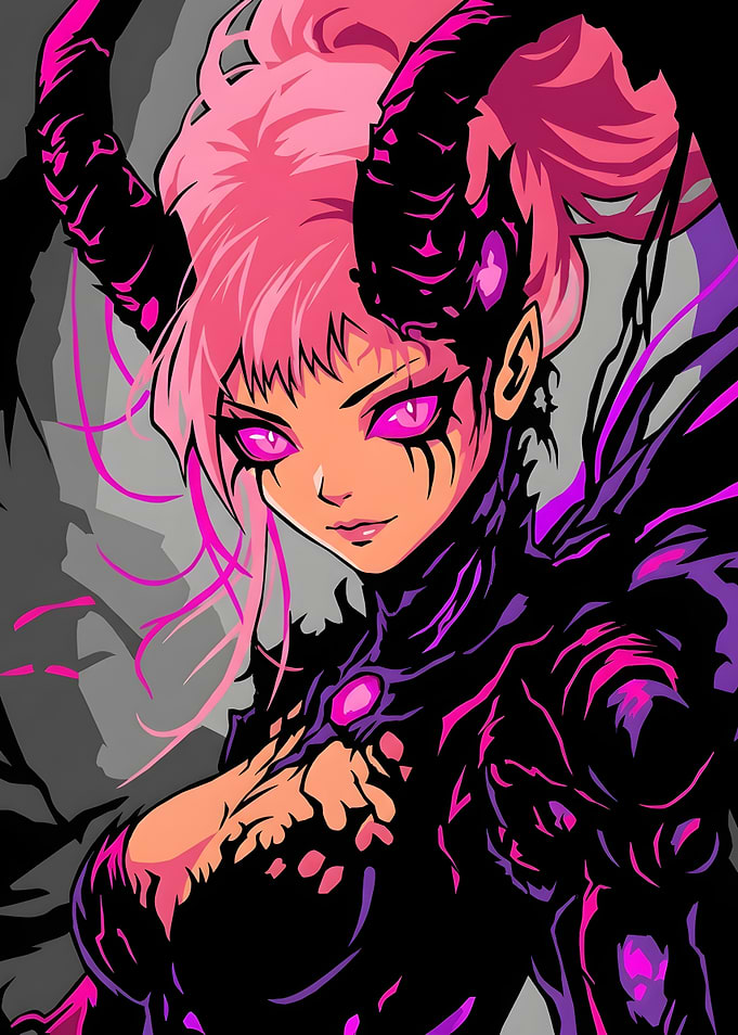 Pink Haired Demon Anime Girl