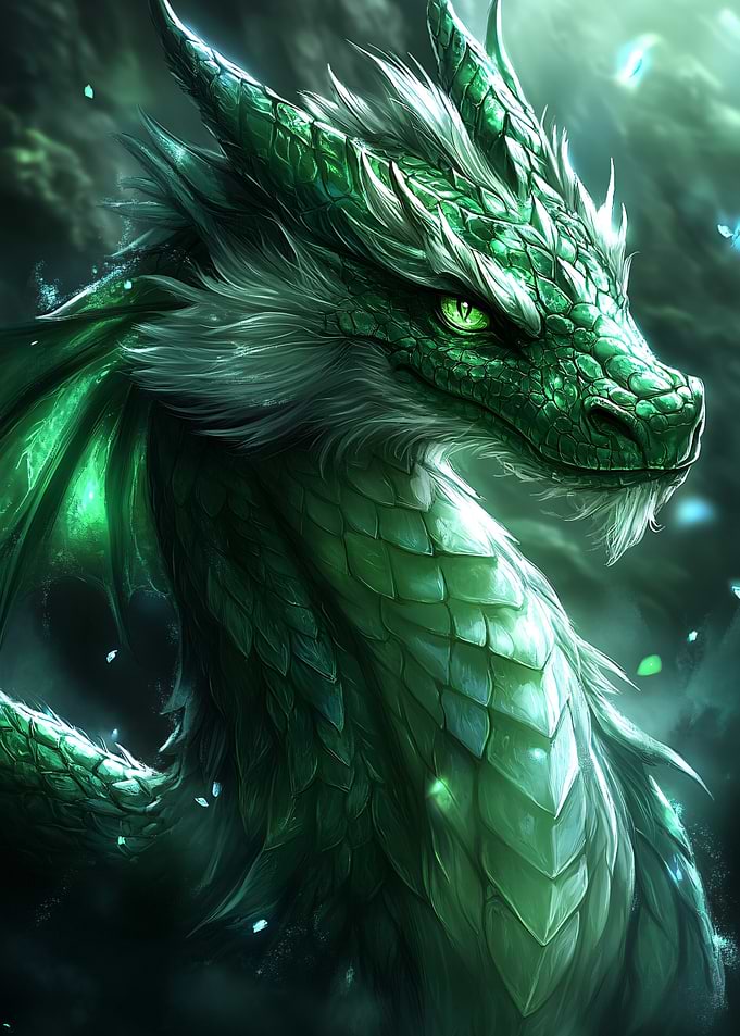 Majestic Green Dragon Portrait