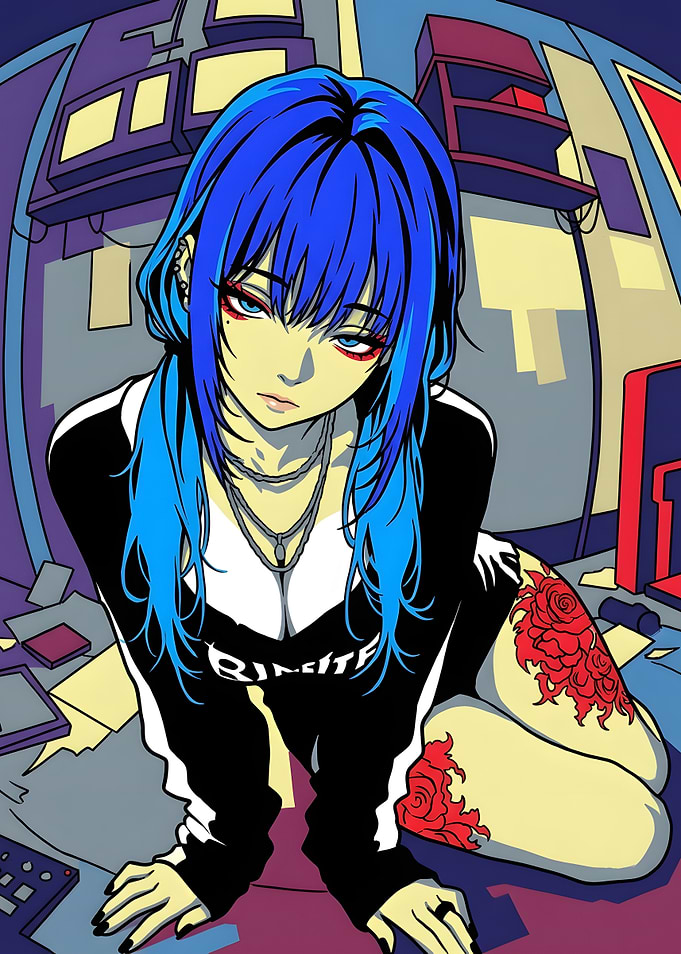 Anime Girl with Blue Hair