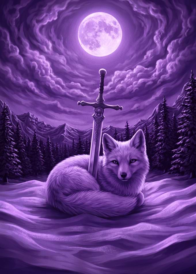 Arctic Fox with Sword in Snow