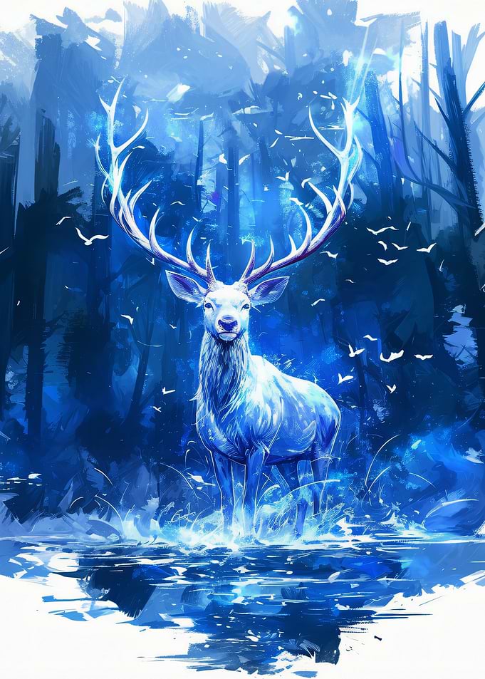Majestic Blue Spirit Deer
