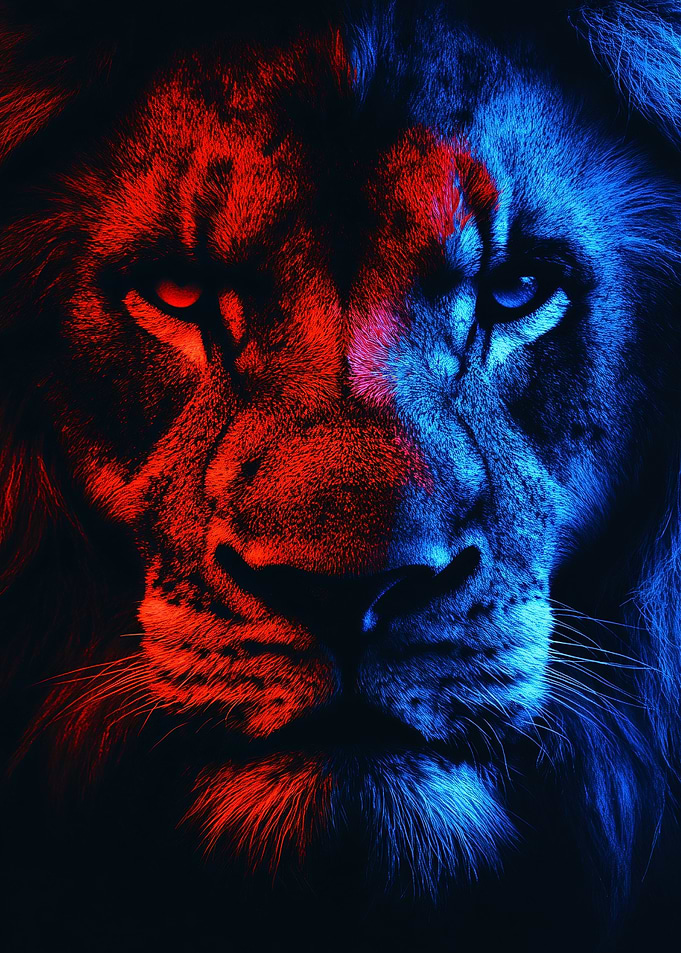 Dual Tone Lion Portrait