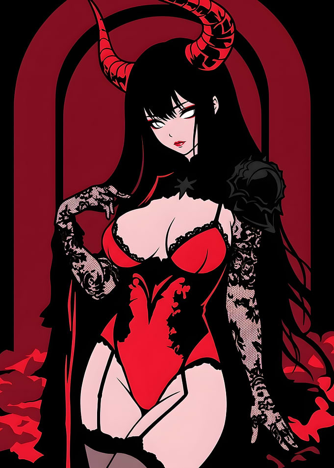 Anime Succubus Demon Girl Illustration